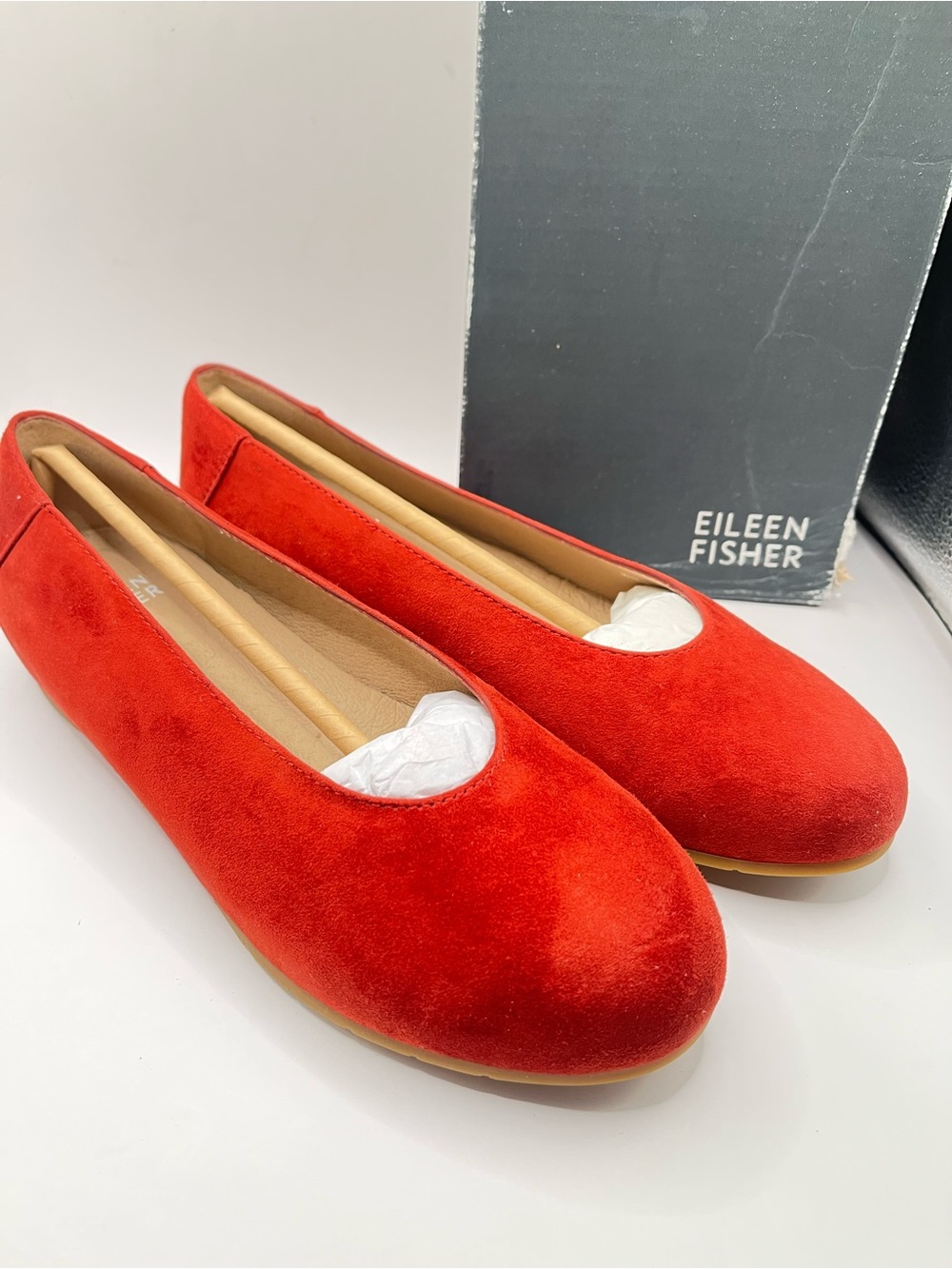 EILEEN FISHER New Women’s 5 Red Suede Ballet Flats